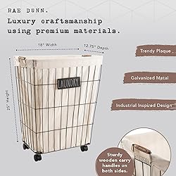 Rae Dunn Heavy Duty Laundry Hamper on Wheels