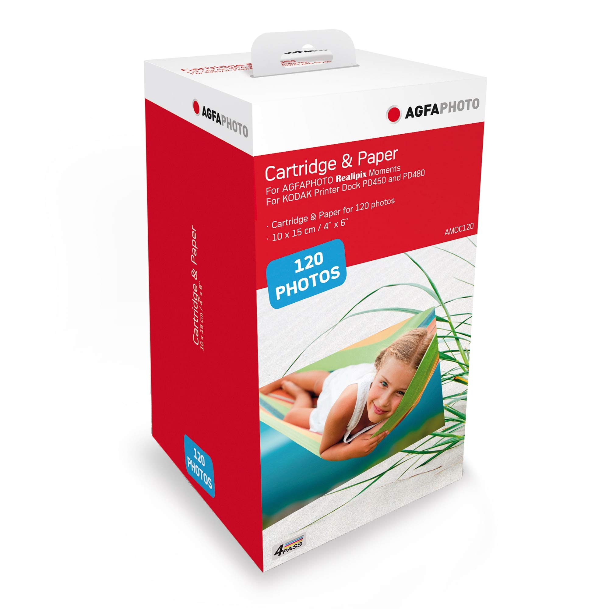 AGFA PHOTO - Cartouche et papiers photos format 10 x 15 cm - AMOC - Compatible AGFA PHOTO Realipix Moments et KODAK PD450