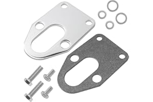 42493 Fuel Pump Mounting Plate with Bolts Fits Chevy Small Block Engine 265, 283, 305, 307, 327, 350, 400, Chrome Mounting Bo