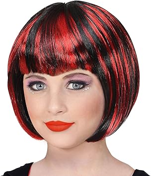 Net Toys Perruque Stylee Cheveux Courts Avec Frange Magicienne Noir Rouge Ravissante Perruque Pour Fille Coupe Carree Sorciere Le Point Fort Pour Halloween Carnaval Des Enfants Amazon Fr Jeux Et