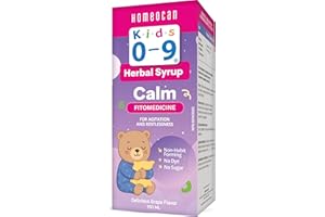 Homeocan Kids 0-9 Herbal Syrup Calm, Chamomile Supplement for Relaxation & Emotional Balance, Grape Flavor, 150ml, Non Habit 