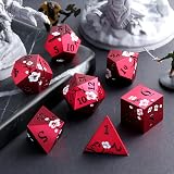 DNDND Matt Red DND Metal Dice 7 Pcs Gift Case Flower D&D Set view 5