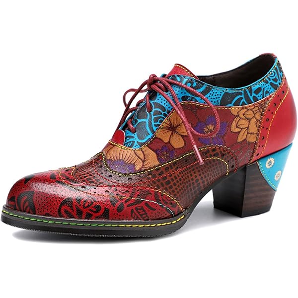 CrazycatZ Women's Leather Oxford Shoes Perforated Lace-up