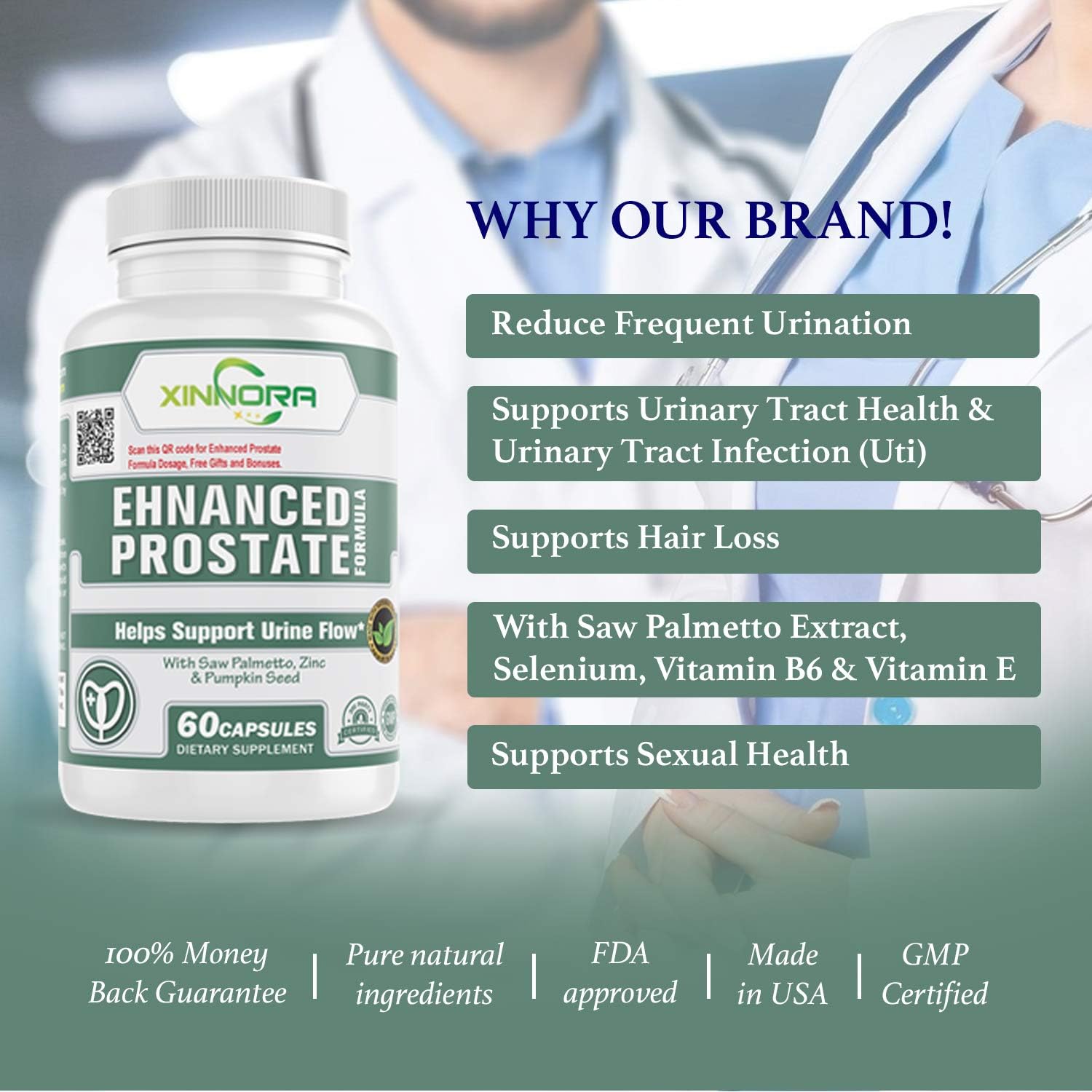 Prostate Supports with Saw palmetto, Zinc, Pygeum Africanum & Pumpkin Seed Supports DHT Blocker