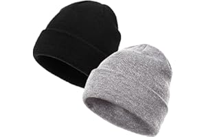 YCKZEU 2 Pack Kids Winter Hat,Knit Stretchy Beanies Caps for Boys Girls Children,Winter Beanies,Toddler Winter Hat,Toddler To