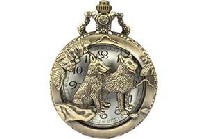 SIBOSUN Pocket Watch Chain Quartz Movement Arabic Numerals Half Hunter Smooth Back Case Bronze Vintage Box