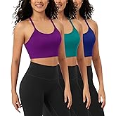 ODODOS Seamless Racerback Sports Bra for Women Ribbed Camisoles Non Padding Yoga Bra Crop Tank Tops