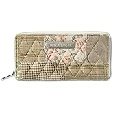 Bella Taylor Slim Card Wallet for Women | Quilted Cotton Fabric Zip Around Credit Card Wallet with RFID Protection | Cameo Rose Patchwork