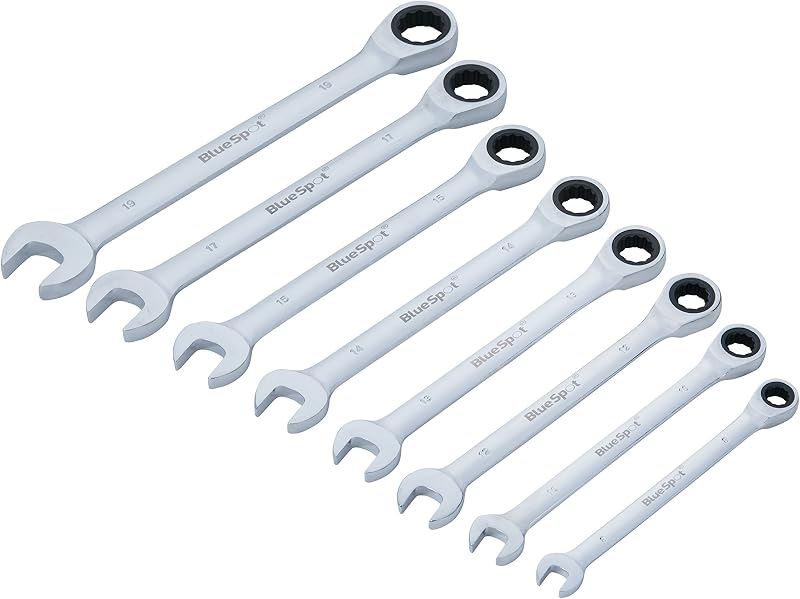 Blue Spot Tools 04310 8Pce Metric Spanner Set 8-19mm Ratchet 72 Teeth