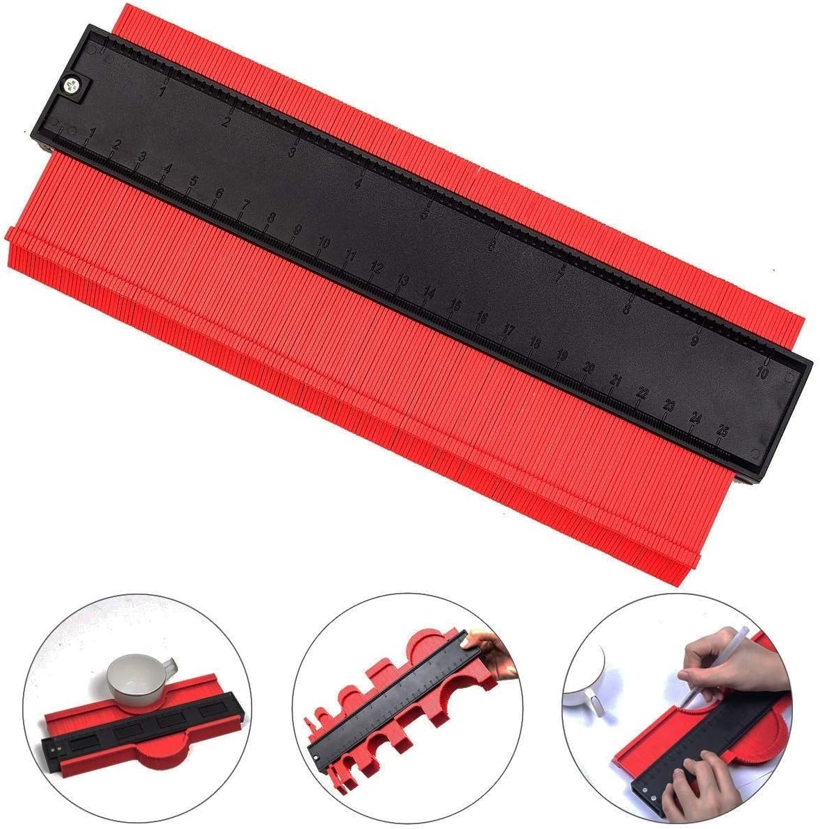 10 Inch Contour Gauge Duplicator, scribe tool, flexible ruler Measure Tool for Precise Measurement and Circular Frame Profile Gauge with 4Magnets