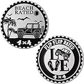Hicarer 2 Pcs Beach Rated 4 x 4 Car Badge Metal Automotive Badge 3D Metal Car Emblems Round Emblem Decals Stickers Compatible with Vehicles Trucks SUV
