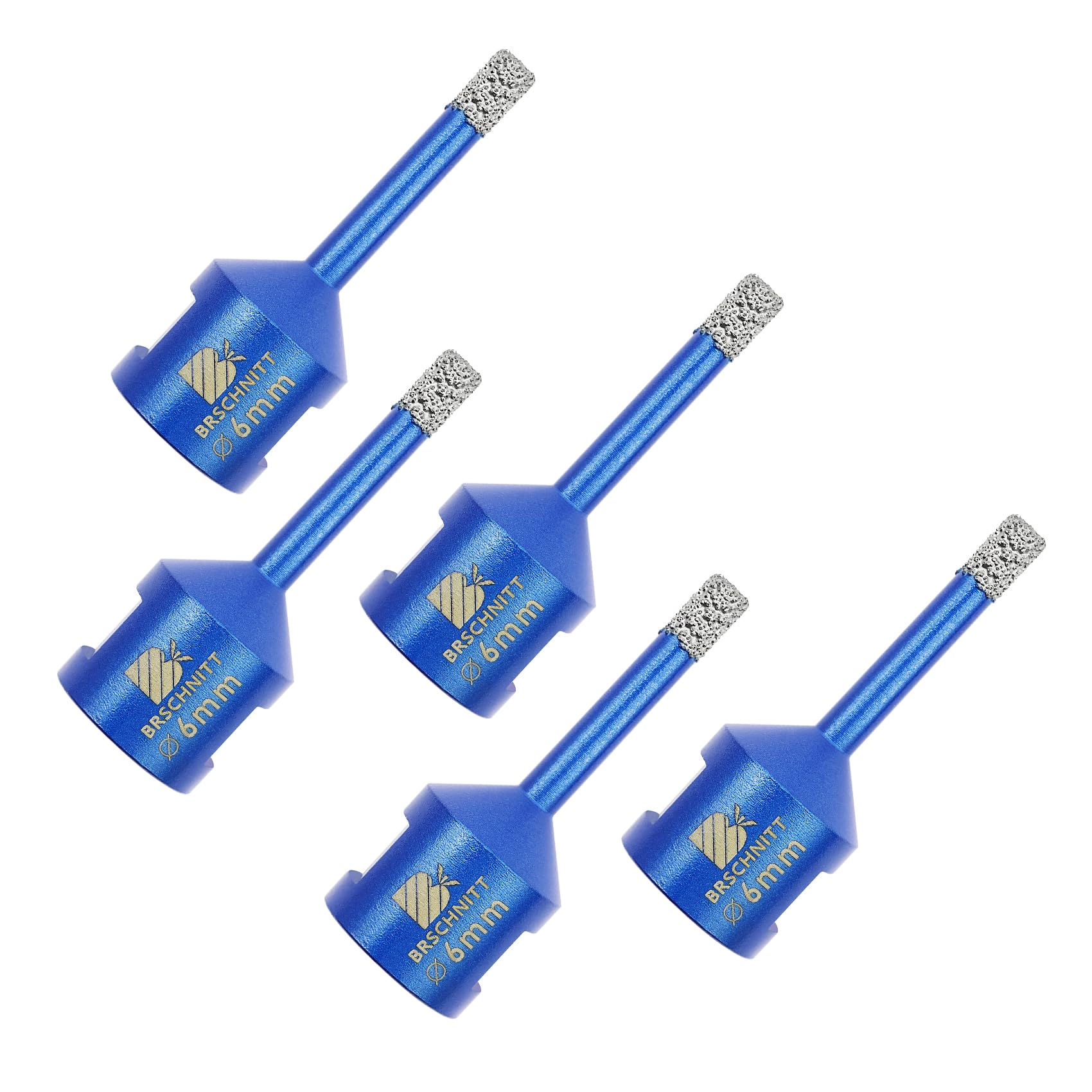 Diamond Drill Bit 6mm,BRSCHNITT 5pcs M14 Vacuum Brazed Diamond Tip Drill Bit for Tile Porcelain Stoneware Ceramic Marble Granite Drilling,Suitable For Angle Grinders
