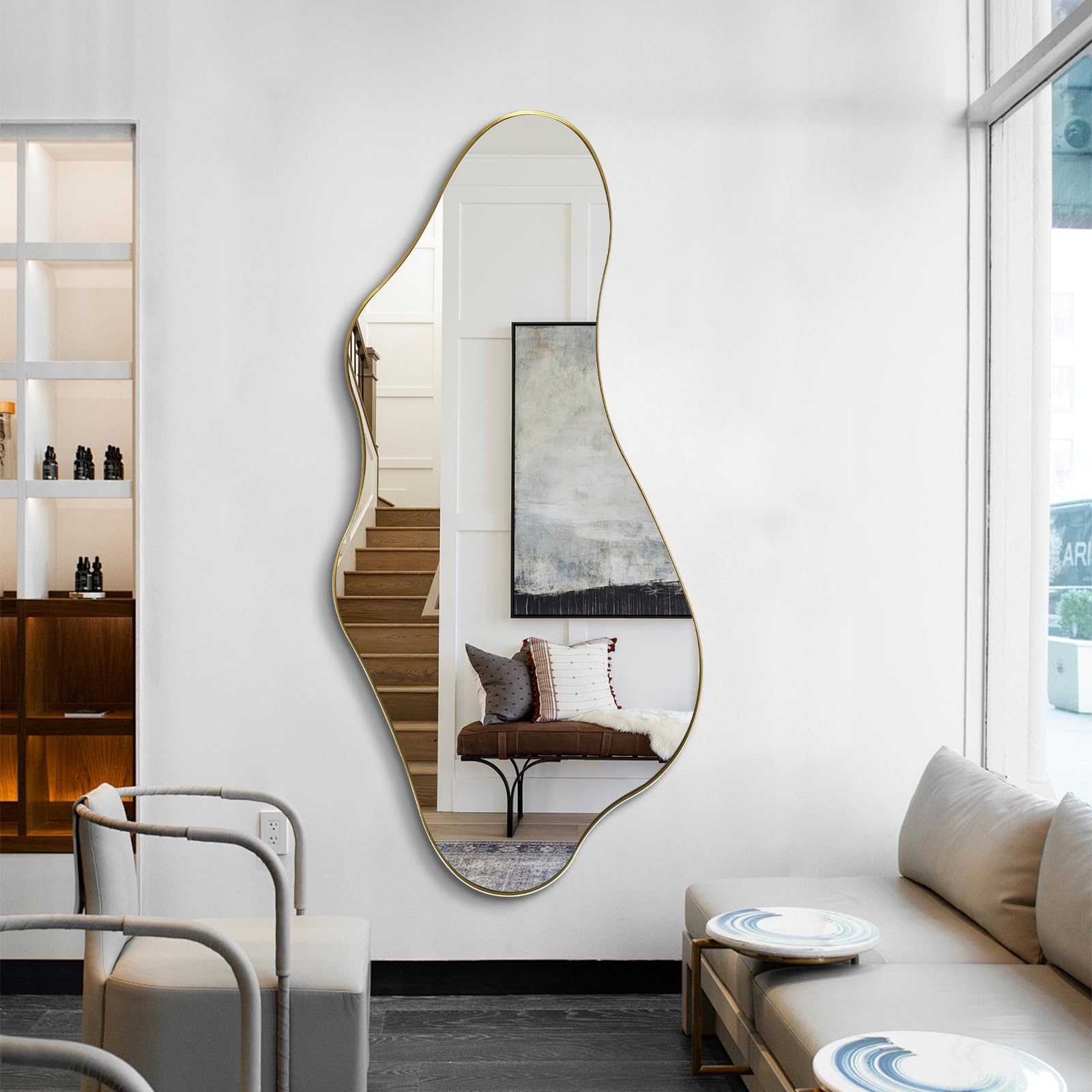 DAOYIJIAJU Large Irregular Mirror, Asymmetrical Mirrors Full Length, 55