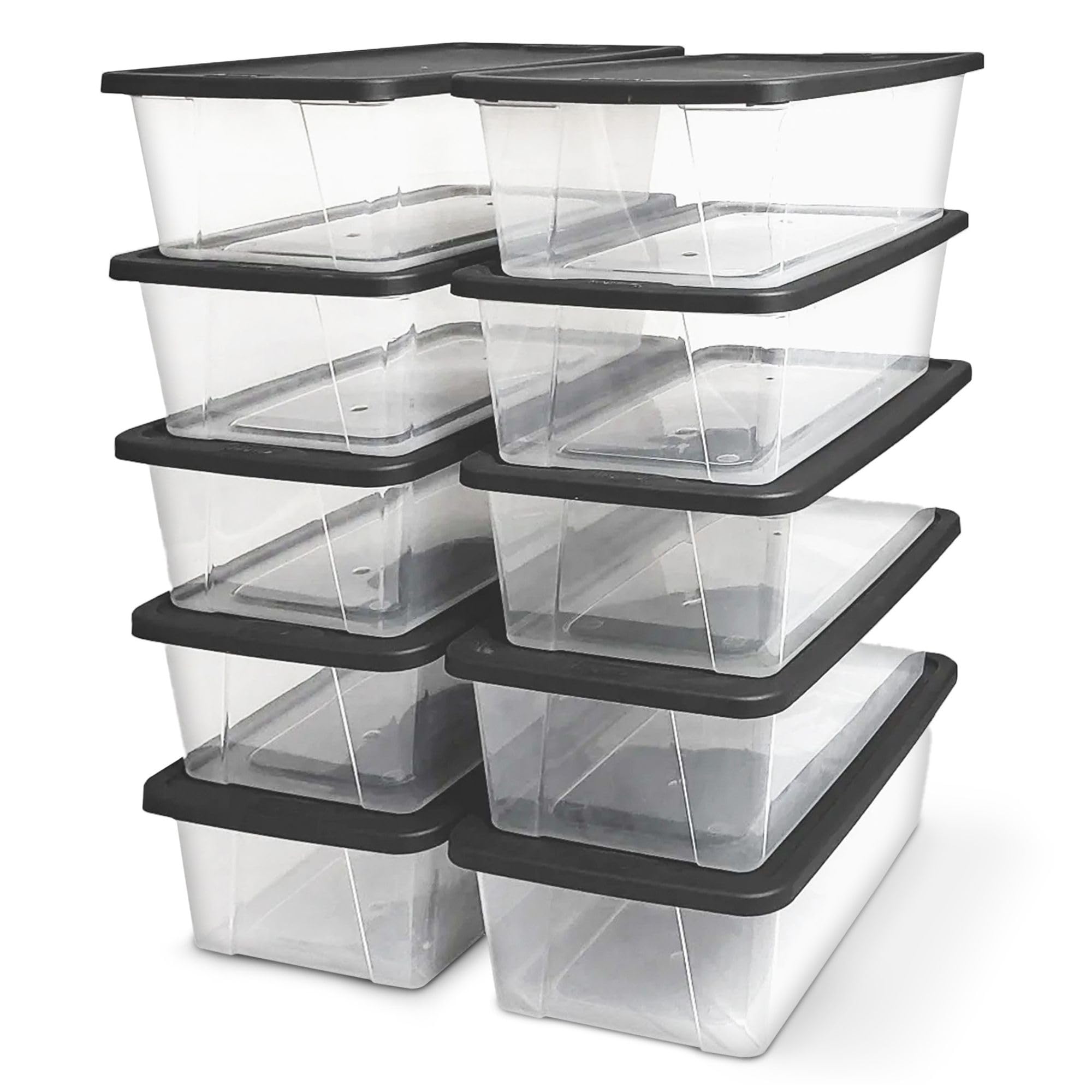 HOMZ 10-Pack Snaplock, Small Clear Plastic Storage Bins with Lids, 6 ...