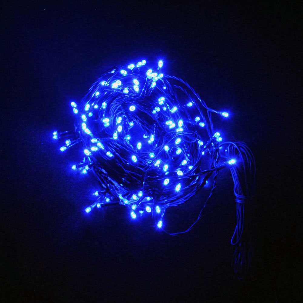 JnDee Safe Voltage 300 Bright LEDs 30M Blue Christmas Fairy Lights, 8 Modes with Memory/ 10M Lead