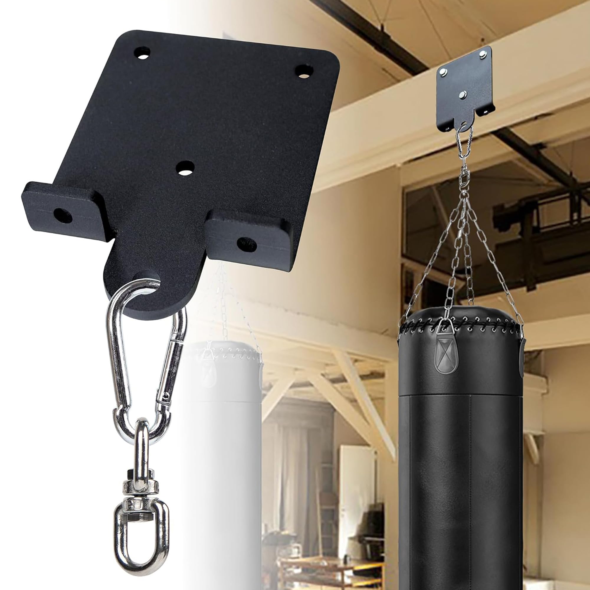 VANROUG Heavy Duty Punching Boxing Bag Hanger Bracket, 360° Rotation Wall Ceiling Mount Wood Beam Hook for Boxing Muay Thai Training, Aerial Yoga Swing & Hammock