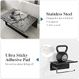 susswiff Black Stainless Steel Toilet Roll Holder with Shelf, Rustproof view 5