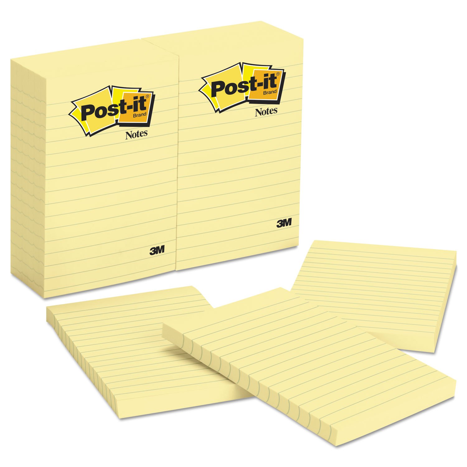 Photo 1 of 3M 660YW Post-It Lined Notes, 4 x 6, 100 Sheets/Pad, Canary Yellow, 10/Pack