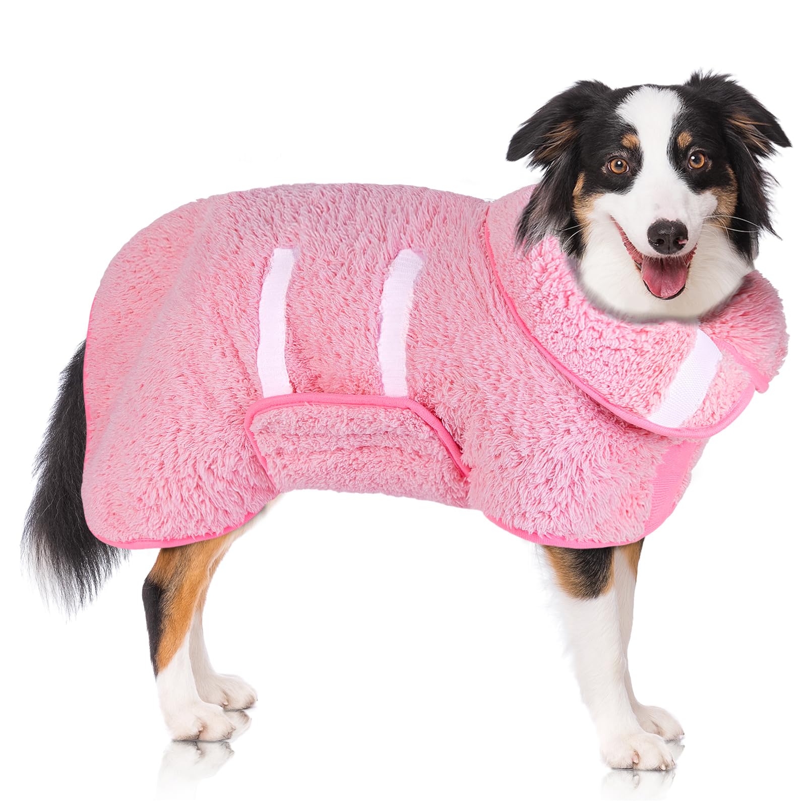 Photo 1 of (MEDIUM SMALL) Dog Bathrobe Super Absorbent Dog Towels Large Quick Drying Robes for After Bath Soft Adjustable Warm Keeping Dogs Towel(S-XXL)