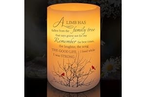 HN HAIINAA Sympathy Candle - Custom Memorial Gift, Realistic Wax, Printed Poetic Words and Lilies, Battery Operated, 6H Timer, Safe for Pets and Children
