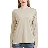 netdraw Women's Bamboo Viscose Cotton Long Sleeve T-Shirt, Crew Neck Buttery Soft Comfy Casual Lounge Sleep Pajama Tees