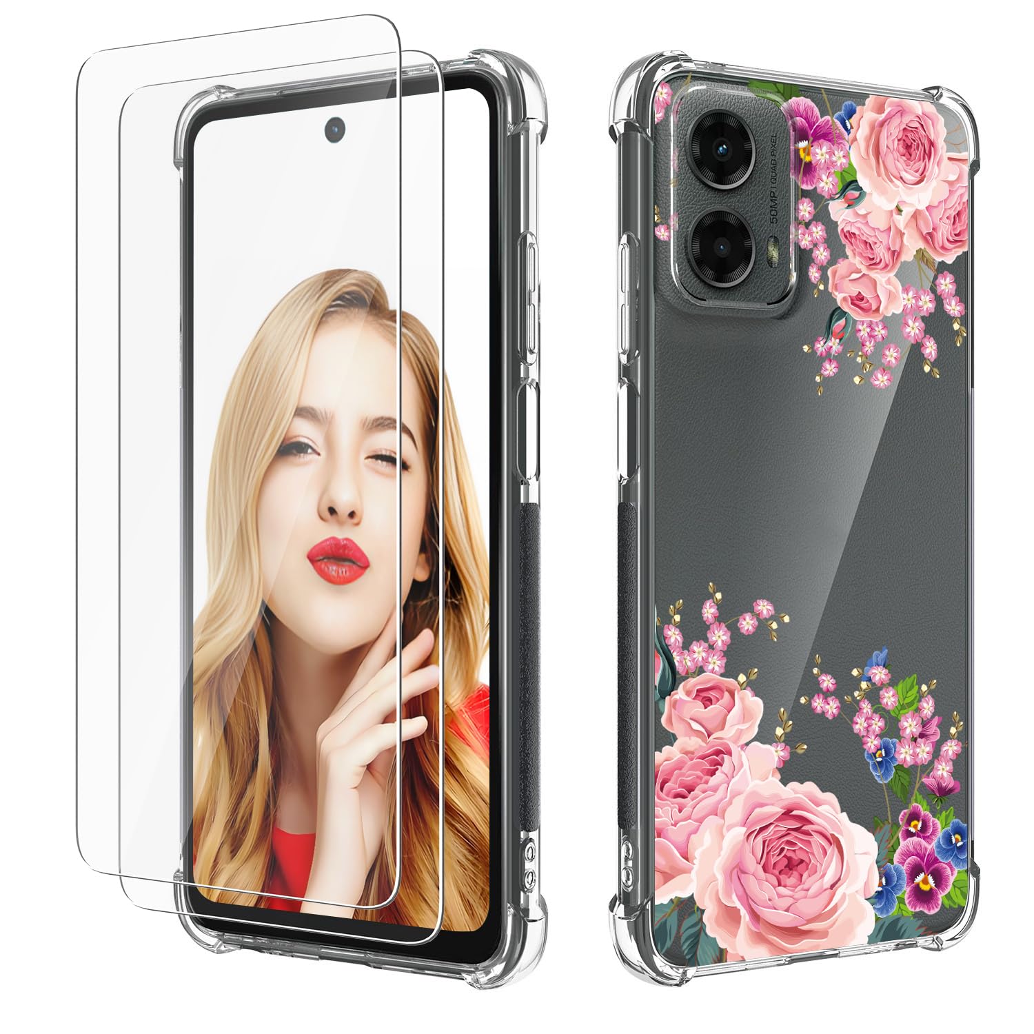 FollmeAir for Moto G 5G 2024 Case, Slim Flexible TPU for Girls Women Airbag Bumper Shock Absorption Rubber Soft Silicone Cover for Motorola Moto G 5G 2024 (Butterfly Orchid)