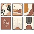 Haus and Hues Boho Prints Neutral Wall Art - Set of 6 Boho Art Prints Mid Century Modern Wall Art Boho Prints Wall Art Boho H