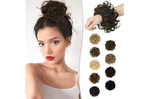 RUWISS Messy Bun Hair Piece Human Hair Messy Rose Bun Hair Buns Hair Piece for Women Real Hair Scrunchies Updo Hair Pieces Bun Extension Ponytail Messy Hair Bun (Dark Brown)