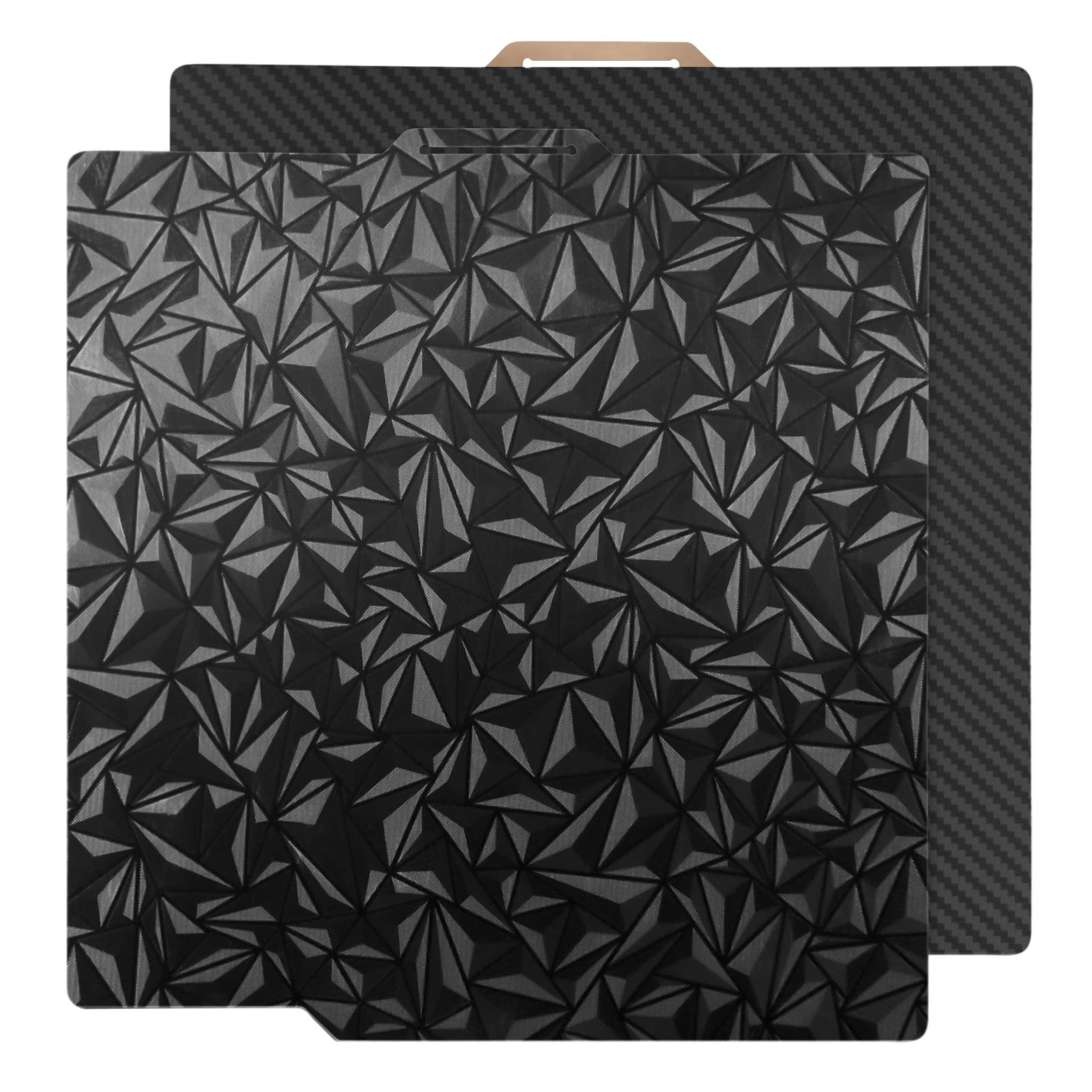 Photo 1 of ENOMAKER PEO PET Build Plate,Magnetic Print Bed,Carbon Fiber/Diamond Textured Double Sided Flex Spring Steel Sheet for Bambu Lab P1S,P1P, A1, X1, X1C, X1E and X1-Carbon Combo 3D Printer 257x257mm