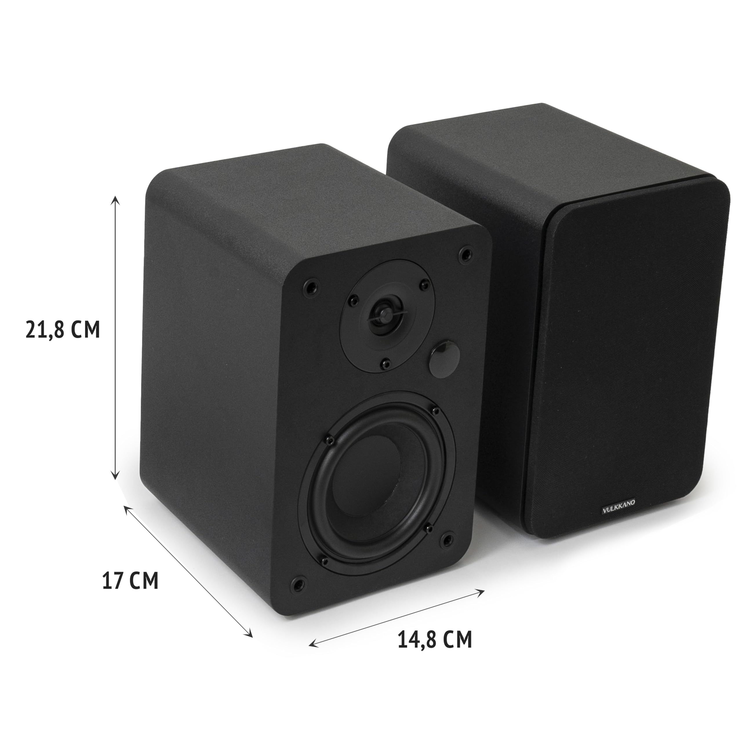 VULKKANO A4 ARC Aktivlautsprecher mit 4" Woofer, Bluetooth 5.0, HDMI ARC, Optica, RCA, USB, mit Subwoofer-Ausgang, Regallautsprecher mit elegantem Design, Schwarz 3