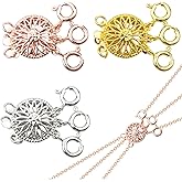 3 Pack Necklace Layering Clasps, Slide Jewelry Lock, Converter Chain Extender, Tangle-Free Jewelry Locking Clasp Converter for Stackable Multiple Necklaces