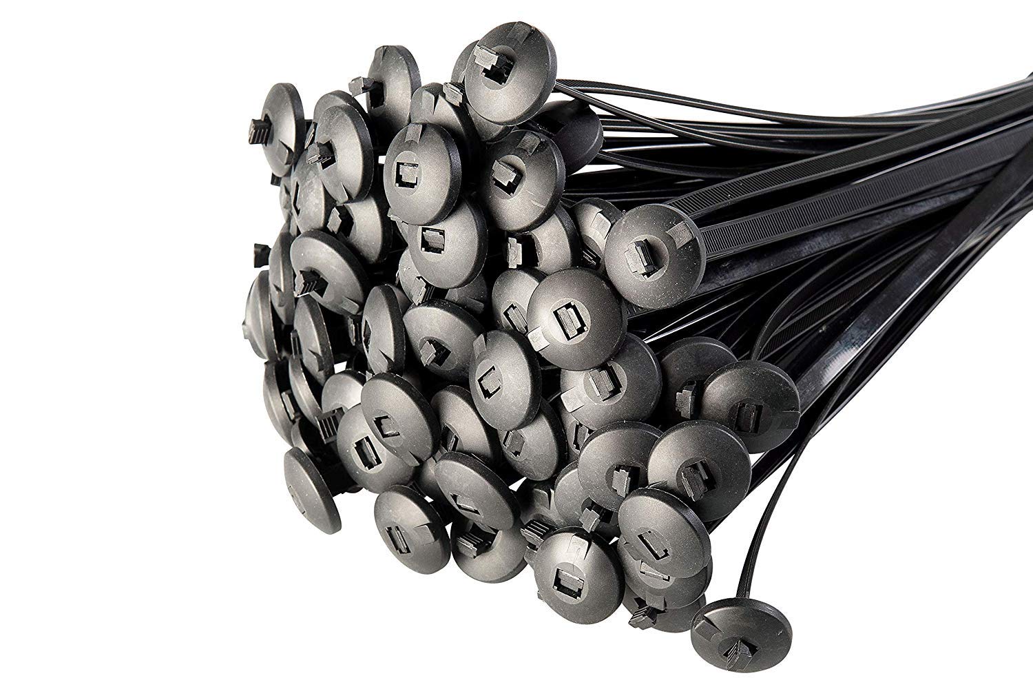 KafTon Button Head Cable Tie 7.6 x 370mm Black - (Pack of 100)