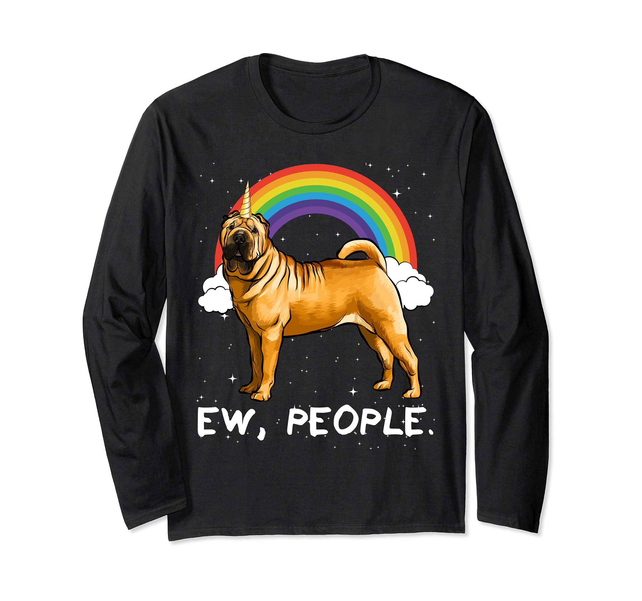 Rainbow Chinese Shar-Pei Ew People Unicorn Dog Long Sleeve T-Shirt