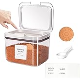 Euiaey Brown Sugar Container Airtight, Brown Sugar Keeper Storage Container with Spoon and Terracotta Savers for Softening, Stackable One-Touch Opening 1.3Qt(42Oz/1.2L)