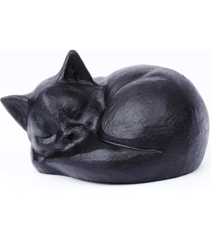 Flairgifts Luxury Black Cat Stone Sculpture- Elegant Home Décor & Gift-Ready Art