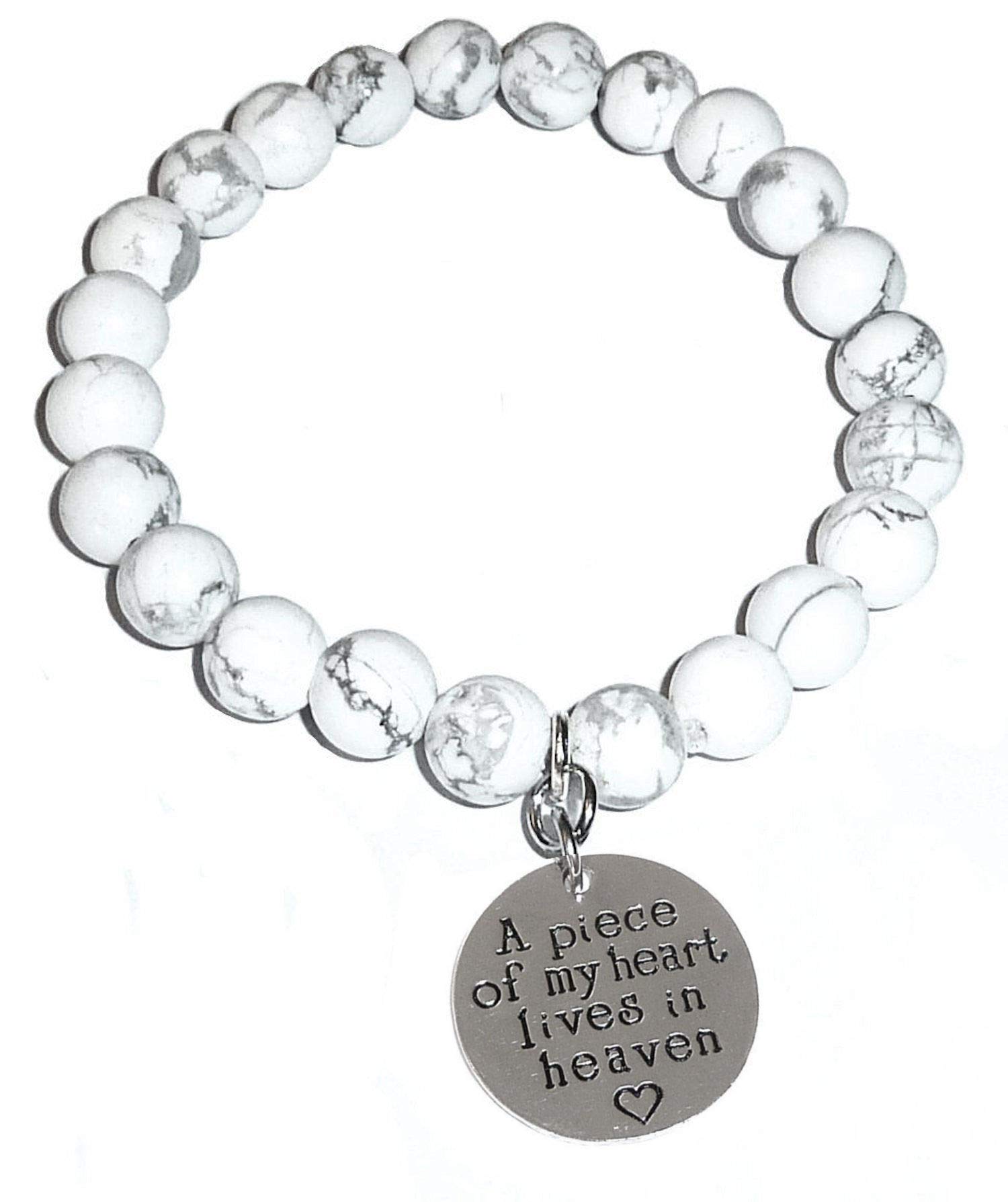 Hidden Hollow Beads Howlite Natural White Stone Women's Stretch Beaded Bracelet, Inspirational Message Charm, Stretch - Will fit most wrists., Stone
