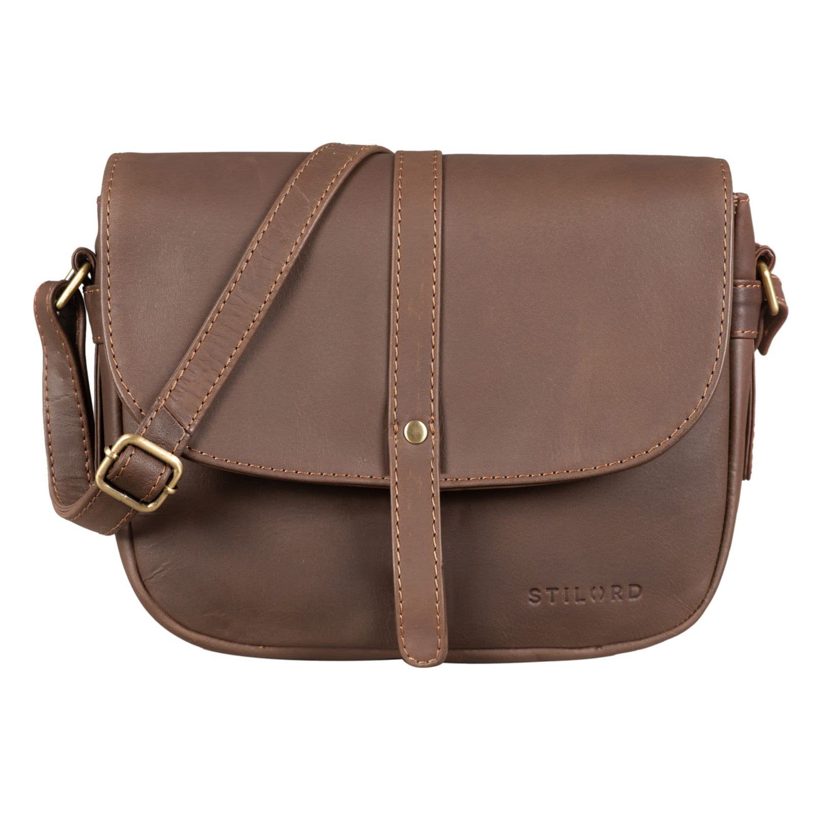 STILORD "Kira" Handbag Leather Small Women Satchel Shoulder Bag Vintage Crossbody Messenger Bag for Evening and Party in Genuine Leather Colour:Havanna - Brown