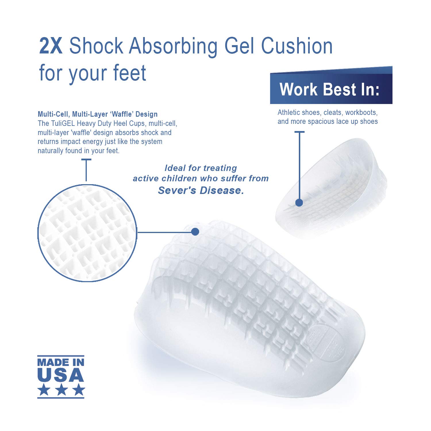 Severs Disease and Heel Pain Relief TuliGEL Shock Absorption Cushion