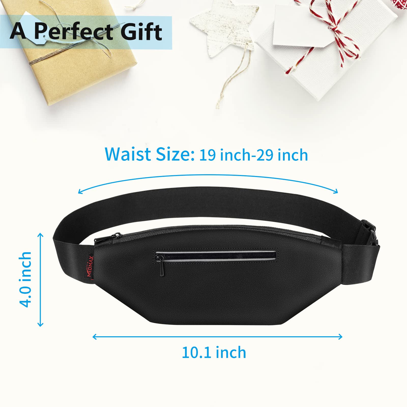 Diabetic Running Belt with Adjustable Waist, Insulin Pump Belt Holder Organizer Waist Pouch, Epipen Medical Fanny Pack Bag (Black)
