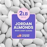 Cambie Jordan Almonds | Bright White Candy Almond | Premium Roasted Almonds with a Sweet Sugar Coating | For Weddings, Parties and Holidays (2 lb)