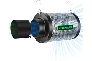 MELONFARM 4 Inch Air Carbon Filter Smelliness Control with Australia Virgin Charcoal, Odor Removal Carbon Filter for Grow Tent, Inline Fan, Hydroponics, Pre-Filter Included, Insulated Flange 4" x 11"