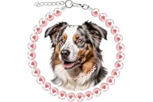 Chunky Pearl Dog Necklace (Beads 19mm) with Strong Stainless Steel Wire Rope, Elegant Adjustable Pearl Collar Jewellery Acces