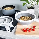 Addis Pop & Store 2 Pack Collapsible Colander 16.5cm 24cm White Grey view 7
