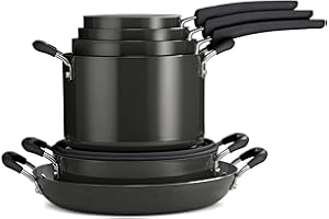 Tramontina Ceramic Non Stick 11-Piece Nesting Pots and Pans Set with Lids - Stackable Nonstick Cookware Set, Dishwasher and O