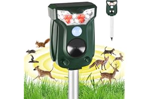 YOOYHHOME 2 Pack Cat Repellent Outdoor Solar Ultrasonic Animal Repeller- Motion Activated Pest Deterrent Device for Cats, Dogs, Raccoons, Deer, Skunks,Rodents, Waterproof Scare Away Raccoon Deterrent Stakes