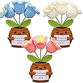 Wavwavw 3 Pcs Teacher Appreciation Gifts Positive Flower Handmade Crochet Doll Thank You for Helping Me Grow Gift for Women Teacher Appreciation Week End Year(Bell Orchid)