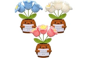 Wavwavw 3 Pcs Christmas Teacher Gifts Positive Handmade Crochet Doll Thank You for Helping Me Grow Teacher Appreciation Gift for Women Valentine End of Year(Bell Orchid)