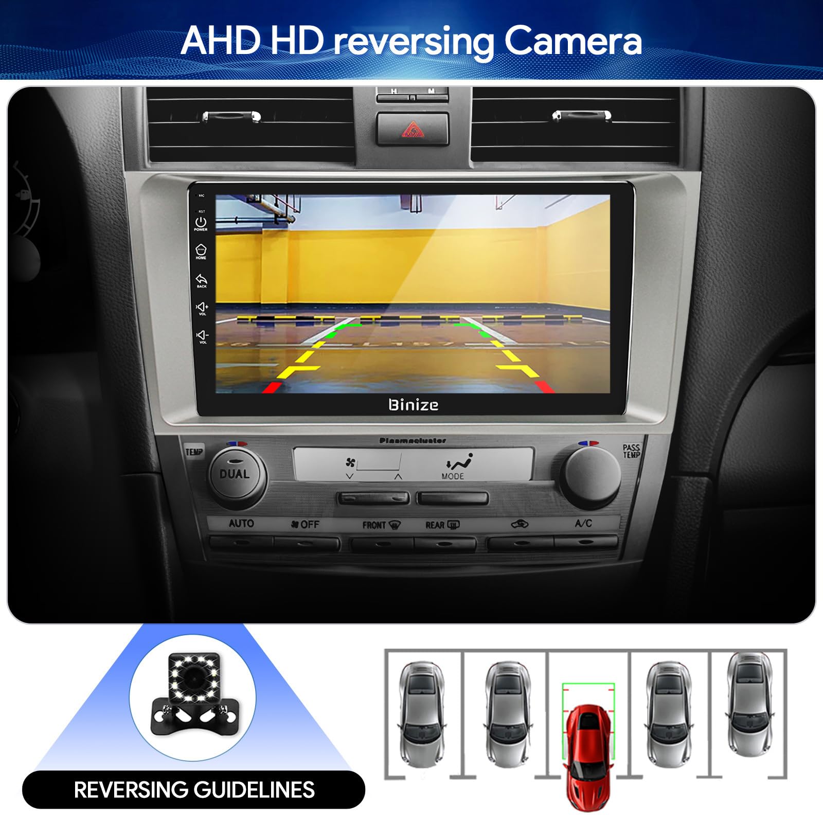 BINIZE Android 13 Car Stereo Compatible with Toyota Camry 2006 2007 2008 2009 2010 2011, 9 Inch Car Radio Head Unit Car Stereo Touch Screen, Wireless CarPlay, Android Auto, GPS, WiFi, Backup Camera