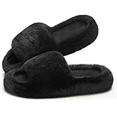 ATHMILE Womens Slippers with Arch Support Memory Foam Fuzzy House Slippers for Women Lightweight Cozy Indoor Open-toe Comfy Birthday Valentine's Day Gifts