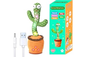 SANJOIN Rechargeable Dancing Talking Cactus Toy for Baby Toddler, Boys Girls Gifts Singing Mimicking Toys Recording Repeating What You Say with 120 English Songs